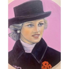 “Princess Diana” – Original Round Portrait Painting, Oil on Canvas | Marina Stognieva
